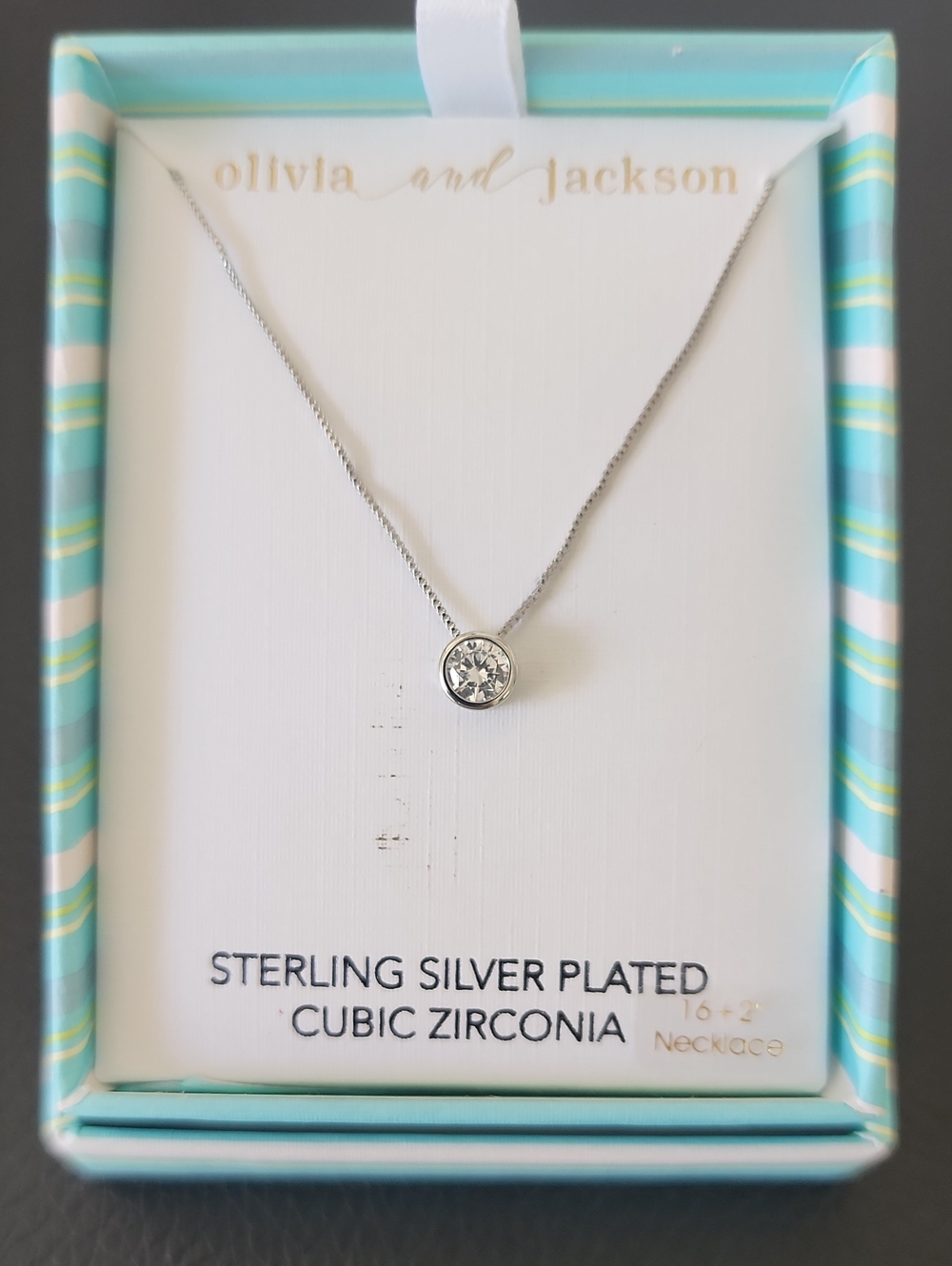 Sterling Silver Plated Cubic Zirconia Necklace - Silver